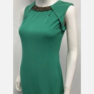 Calvin Klein Sheath Dress Stretch Green Sleeveless Lined Special Occasion.